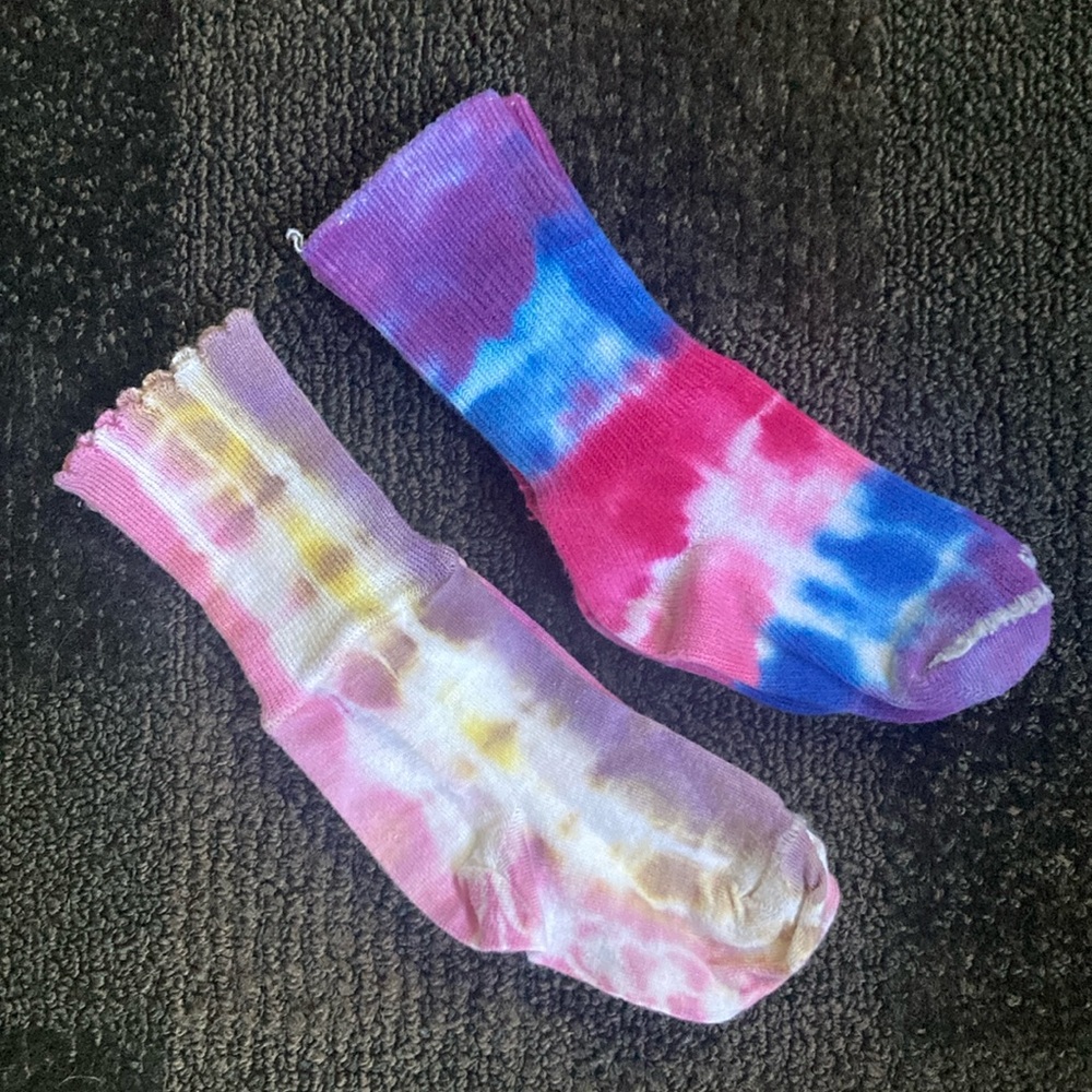 Vintage Set/2 Tie Dye Cotton Baby Socks 90's Y2K 10 months to 2 years - Girls